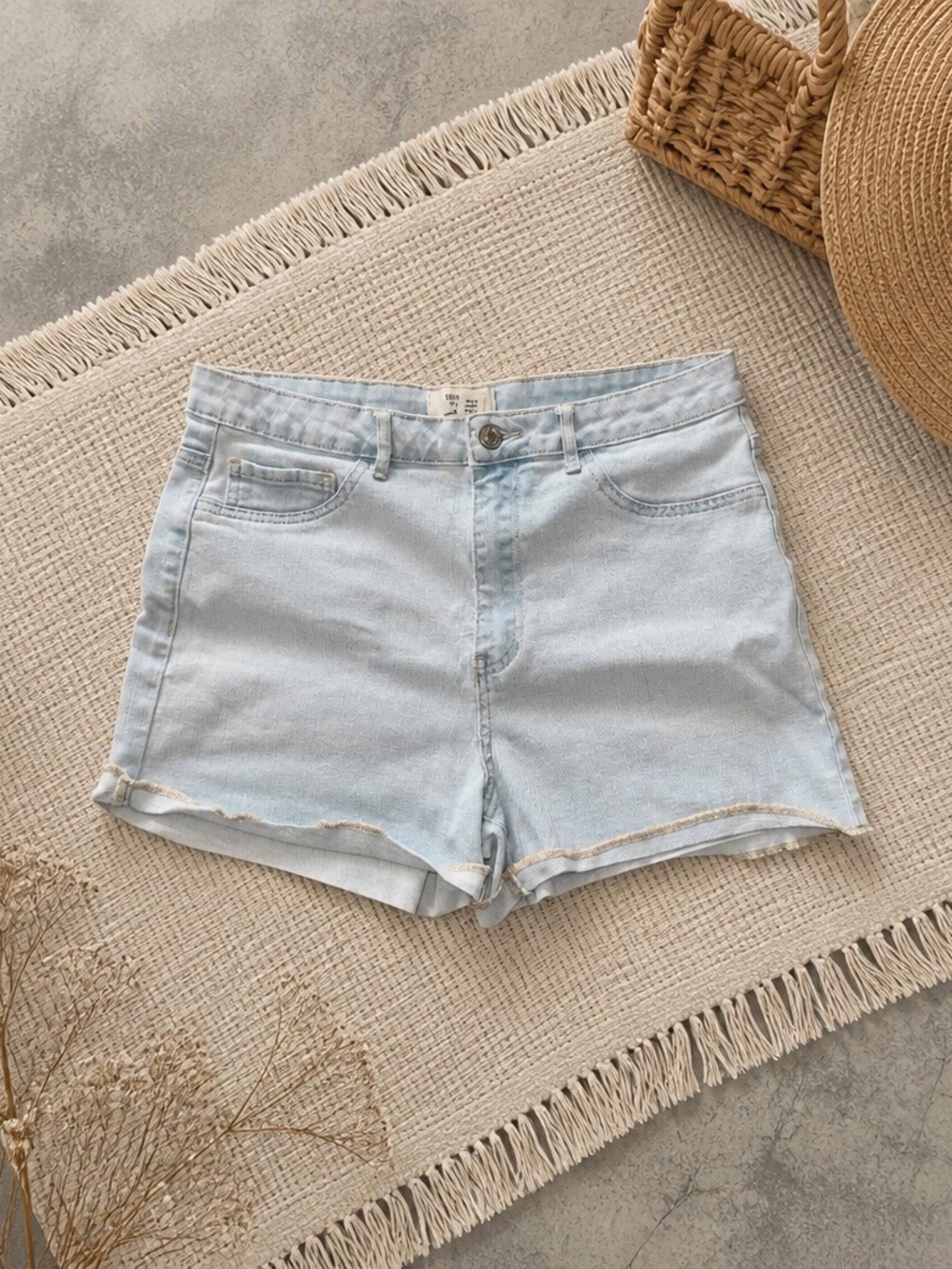 Forever 21 Light Blue High-Rise Denim Shorts